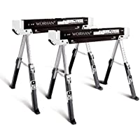 WORHAN® Caballetes x2 Estables y Resistentes Pies Ajustables Antideslizantes Ajuste Rápido Plegable S600B